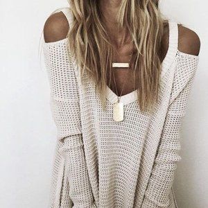 Free People Moonshine Cold Shoulder Sweater (S)